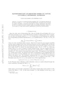 EQUIDISTRIBUTION OF EISENSTEIN SERIES ON CONVEX CO-COMPACT HYPERBOLIC MANIFOLDS arXiv:submitmath.SP] 13 Jul 2011  ´ ERIC