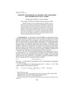 The Annals of Probability 1999, Vol. 27, No. 4, 1643–1678 ´ ADDITIVE FUNCTIONALS OF SEVERAL LEVY PROCESSES