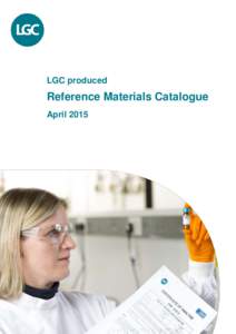 LGC produced  Reference Materials Catalogue April