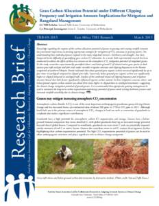 Grass Carbon Allocation Potential under Different Clipping Frequency and Irrigation Amount: Implications for Mitigation and Rangeland Management Research Brief