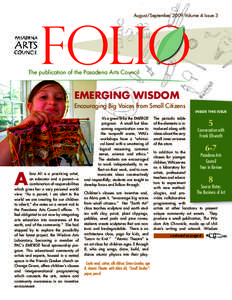 August/September 2009 Volume 4 Issue 3  Folio The publication of the Pasadena Arts Council
