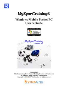 MySportTraining Windows Mobile Pocket PC User’s Guide
