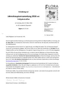 Einladung zur  Jahreshauptversammlung 2018 mit Frühjahrstreffen am Samstag, den 24. März 2018 im UIZ Lindenhof, Bayreuth