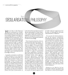 ...continued from page 34.  Part 2 Secularisations: Philosophy H