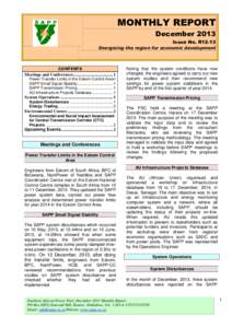 MONTHLY REPORT December 2013 Issue No. R12-13 Energising the region for economic development  CONTENTS
