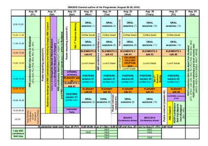 IMA2010 General outline of the Programme (August 20-28, day MIDconference field trips  Icebreaker