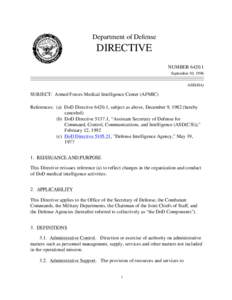 Department of Defense  DIRECTIVE NUMBER[removed]September 30, 1996 ASD(HA)