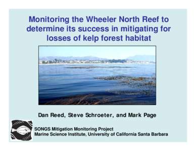 Monitoring the Wheeler North Reef to determine its success in mitigating for losses of kelp forest habitat Dan Reed, Steve Schroeter, and Mark Page SONGS Mitigation Monitoring Project