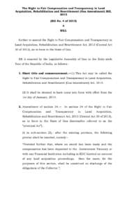 The Right to Fair Compensation and Transparency in Land Acquisition, Rehabilitation and Resettlement (Goa Amendment) Bill, 2015 (Bill No. 4 ofA BILL