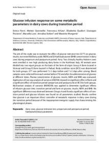 Glucose infusion response on some metabolic parameters in dairy cows during transition period