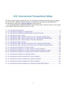 U.S. International Transactions Tables The following tables present statistics for the U.S. international transactions accounts that were released on June 16, 2016. Additional historical statistics for the tables can be 
