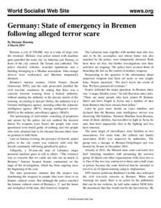 World Socialist Web Site  wsws.org Germany: State of emergency in Bremen following alleged terror scare
