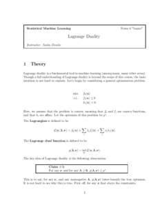 Statistical Machine Learning  Notes 6 