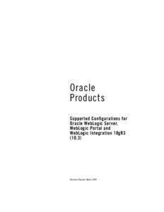 Oracle Products Supported Configurations for Oracle WebLogic Server, WebLogic Portal and WebLogic Integration 10gR3