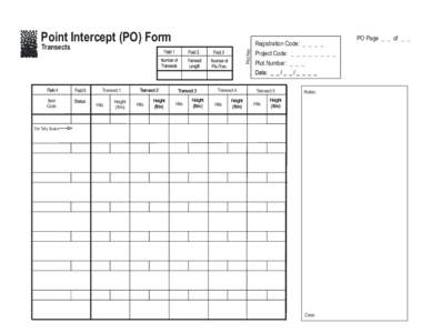 Point Intercept (PO) Form  Registration Code: _ _ _ _ Plot Key  Transects