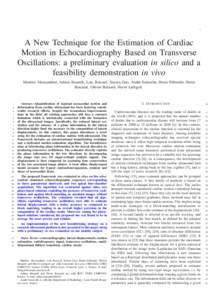 1  A New Technique for the Estimation of Cardiac Motion in Echocardiography Based on Transverse Oscillations: a preliminary evaluation in silico and a feasibility demonstration in vivo