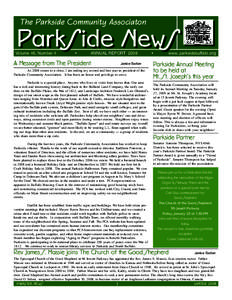The Parkside Community Associaton  ParkSide NewS Volume 46, Number 4
