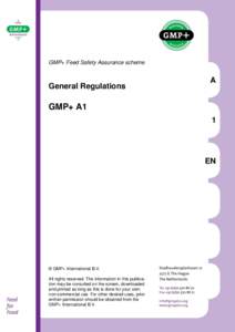 GMP+ Feed Safety Assurance scheme  General Regulations A