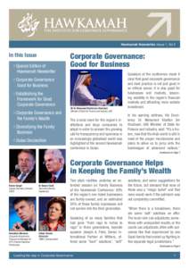 Hawkamah Newsletter. Issue 1, Vol 2  In this Issue Special Edition of Hawkamah Newsletter