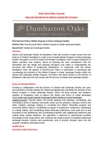 Microsoft Word - Postdoctoral fellow Dumbarton Oaks