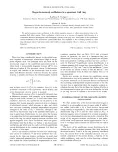 PHYSICAL REVIEW B 70, Magnetic-moment oscillations in a quantum Hall ring Lachezar S. Georgiev Institute for Nuclear Research and Nuclear Energy, 72 Tsarigradsko Chaussee, 1784 Sofia, Bulgaria