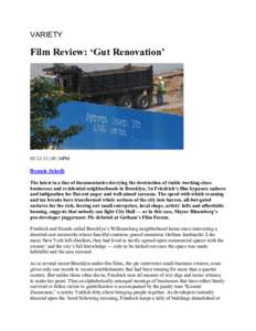 VARIETY  Film Review: ‘Gut Renovation’  | 05:34PM