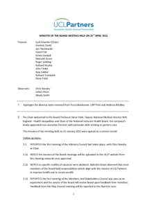 MINUTES OF THE BOARD MEETING HELD ON 23rd APRIL 2013 Present: Cyril Chantler (Chair) Dominic Dodd Jan Filochowski