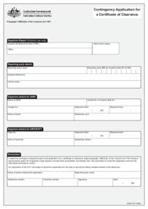 Contingency Application for a Certificate of Clearance - October 2006