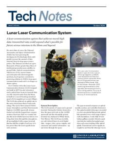 Tech Notes www.ll.mit.edu October[removed]Lunar Laser Communication System