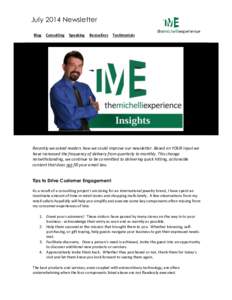 July 2014 Newsletter Blog Consulting  Speaking