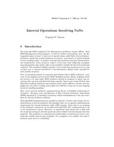 Reliable Computing, 2, 2, 1996, ppInterval Operations Involving NaNs Evgenija D. Popova  0 Introduction