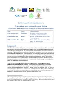 Call for Research Notes and Invitation to Proposal Writing Workshop