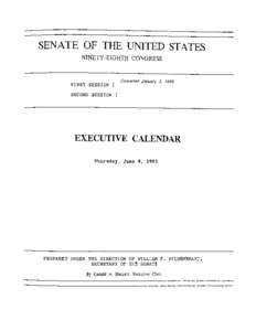 SENATE OF THE UNITED STATES NINETY-EIGHTH CONGRESS FIRST SESSION {  Convened January 3, 1983