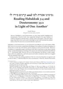Reading Habakkuk 3:4 and Deuteronomy 33:2in Light of One Another