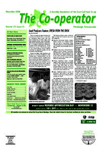 NovemberA Monthly Newsletter of the East End Food Co-op Volume 17: Issue 11 At Your Store