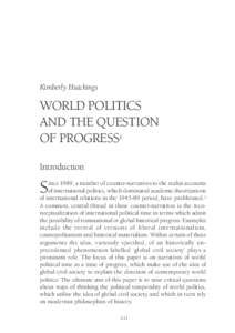 Kimberly Hutchings  WORLD POLITICS AND THE QUESTION OF PROGRESS1 Introduction