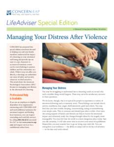 A Balanced Living Special Edition Newsletter  Managing Your Distress After Violence CONCERN has prepared this special edition newsletter devoted to helping you and your family