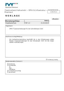 Zweckverband Nahverkehr – SPNV & Infrastruktur – Rheinland Drucksachennummer[removed]
