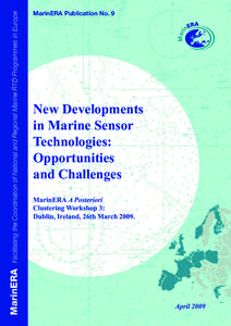 Facilitating the Coordination of National and Regional Marine RTD Programmes in Europe  MarinERA MarinERA Publication No. 9