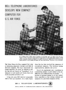 BELL TELEPHONE LABORATORIES  DEVELOPS NEW COMPACT COMPUTER FOR U. S. AIR FORCEI