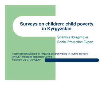 Specialized surveys Kyrgystan SI