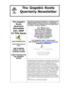 1  The Gogebic Roots Quarterly Newsletter The Gogebic Roots