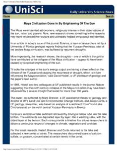 Maya Civilization Done In By Brightening Of The Sun