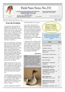 Field Nats News No.232 Newsletter of the Field Naturalists Club of Victoria Inc. Understanding Our Natural World Est. 1880