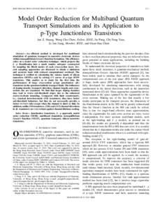 IEEE TRANSACTIONS ON ELECTRON DEVICES, VOL. 60, NO. 7, JULYModel Order Reduction for Multiband Quantum Transport Simulations and its Application to