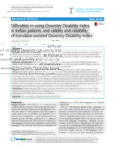 Difficulties in using Oswestry Disability Index in Indian patients and validity and reliability of translator-assisted Oswestry Disability Index