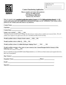 KCBS Office Only: Date Received Pd DB  Contest Sanctioning Application