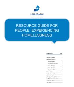 RESOURCE GUIDE FOR PEOPLE EXPERIENCING HOMELESSNESS RESOURCE GUIDE FOR PEOPLE EXPERIENCING HOMELESSNESS