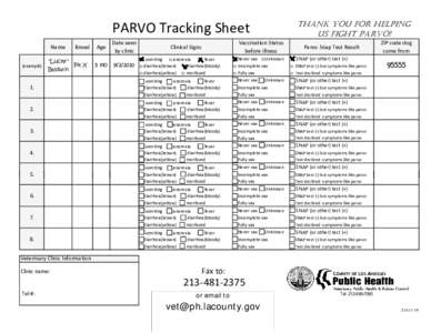 PARVO Tracking Sheet Name (example) 