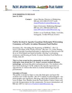 FOR IMMEDIATE RELEASE June 12, 2014 Contact: Anne Murata, Director of Marketing[removed]; [removed]cell)